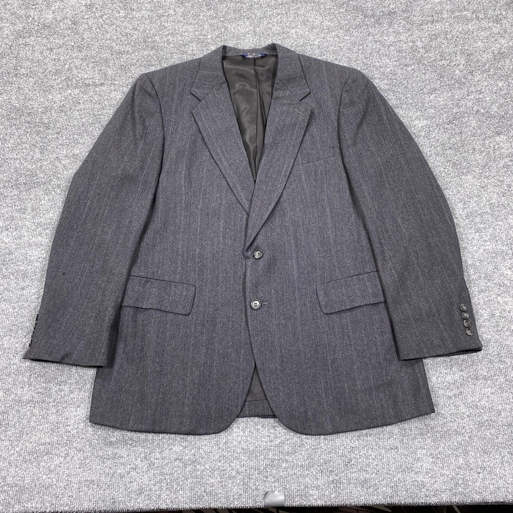 Kuppenheimer Suit Jacket Mens 42R Gray Wool Herringbone‎ Tweed Two Button